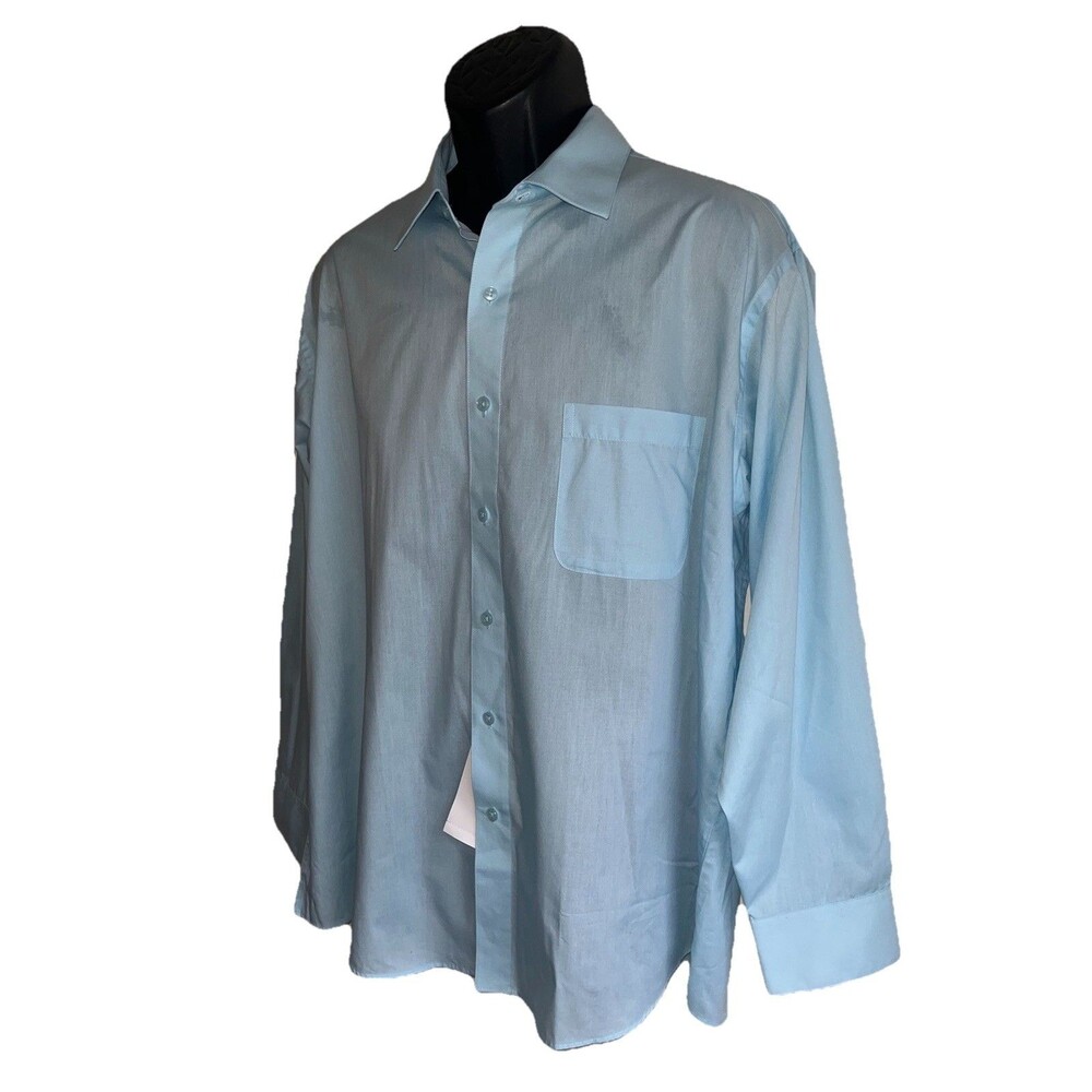 Pierre Cardin Shirt Men's Size XL Pastel Blue Button Up Long Sleeve Linen NWT